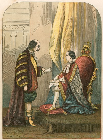 The Duke of Northumberland persuading Edward VI to change the succession by English School